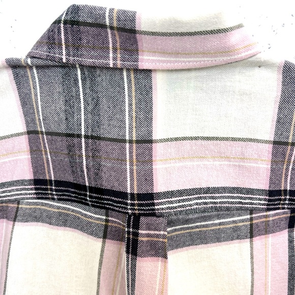 VANS, SMALL (S), FLANNEL LADIES LONG SLEVES SHIRT, BEIGE BASE GREY GREEN LINES - Picture 7 of 13